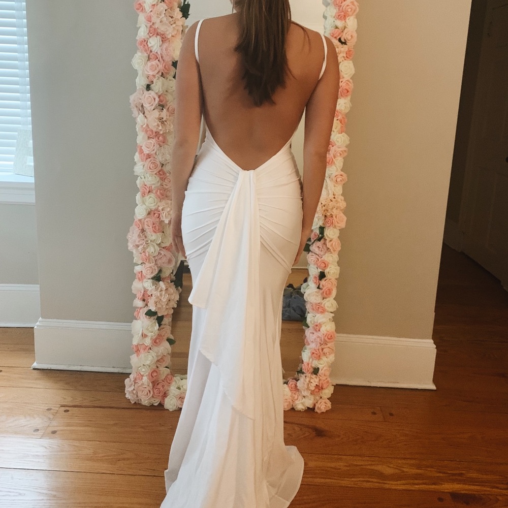 white satin dress
